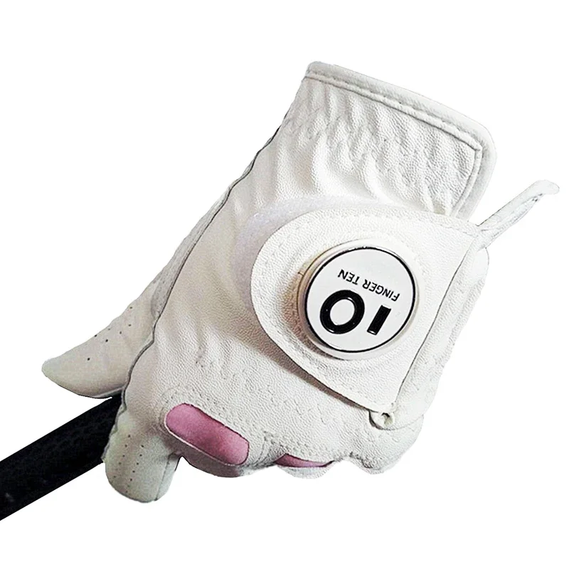 Anti Slip Golf Gloves Women Cabretta Leather with Ball Marker Left Right Hand Grip Soft Outdoor Sports Glove Drop Shipping