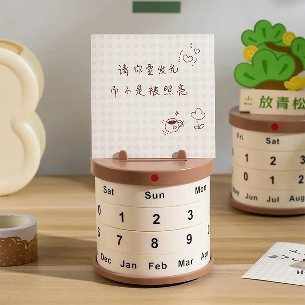 Reusable Plant Pot Perpetual Calendar Date Rotatable Non-slip Bottom Art Rotating Desk Calendar Multi-purpose Quiet