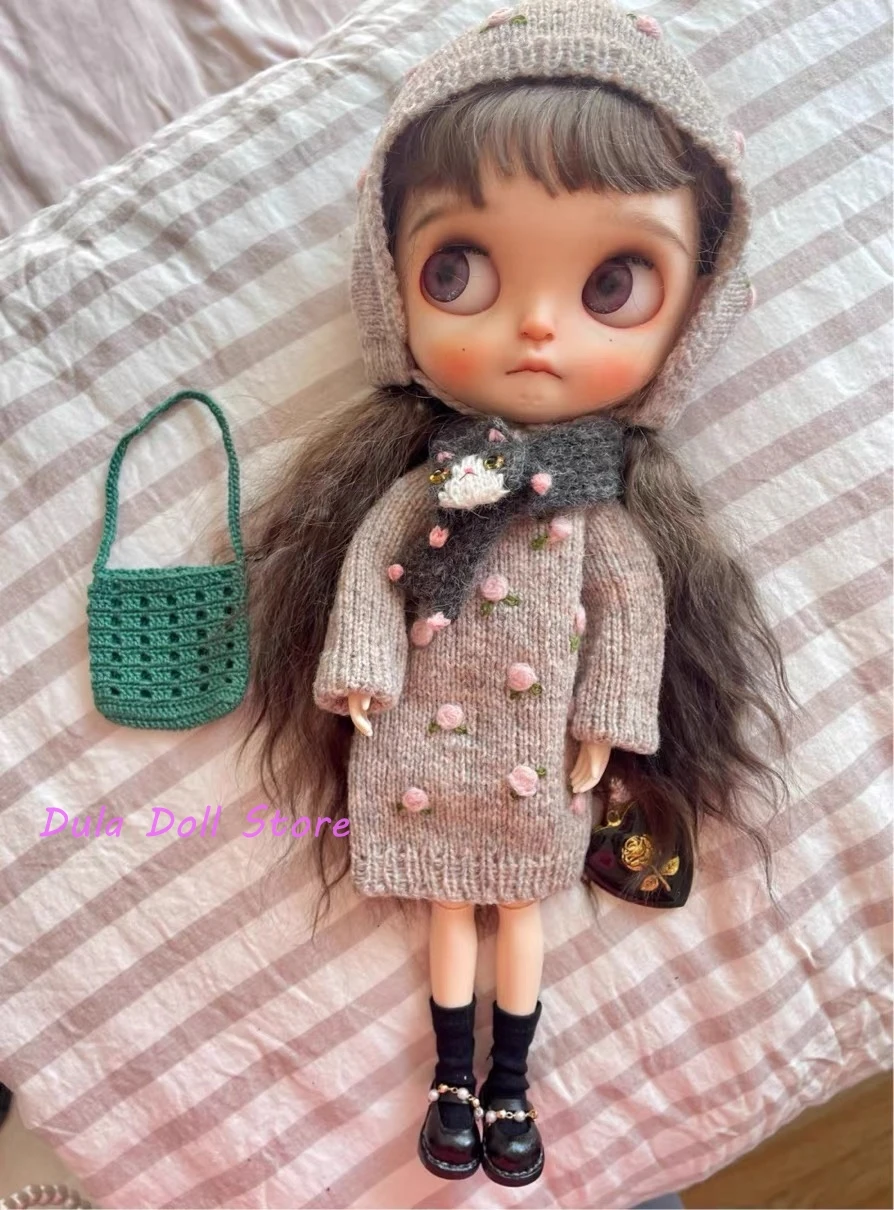 Dula Doll Clothes Dress Cashmere handmade sweater Blythe Qbaby ob24 ob22 1/6 6 points body doll