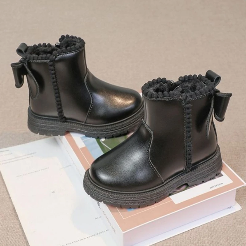 Girl's Winter Snow Boots 2026 New Style Fleece Lined Cotton Short Boots for Kids Autumn Winter Outdoor Waterproof​