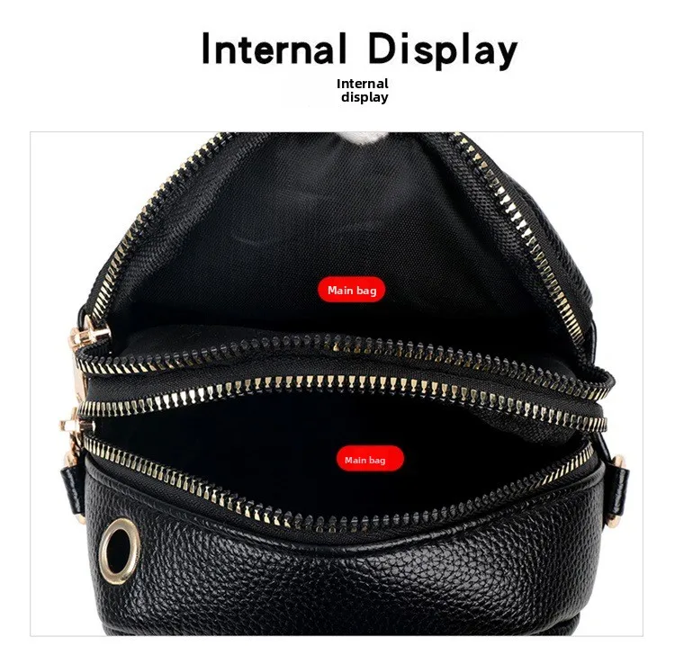 Mini-Multifunktions-Umhängetasche aus Leder für Handy/Sport, Cross-Taschen mit Kopfhöreranschluss, mehrlagige Damentasche mit Abdeckung – Detail 40