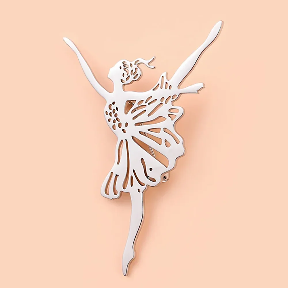 

Stainless Steel Brooch for Women Ballerina Dancer Girl Fairy Brooches Silver Gold Color Pins Badge Jewelry Birthday Gifts