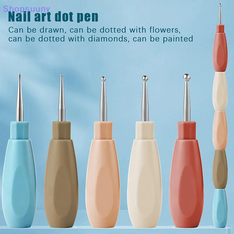 [SU]1/5Pc Professional Nail Art Dotting Pen Plastic Handle DIY Dotting Pens Can Be Spliced Rhinestones Gem Picker Manicure Tools