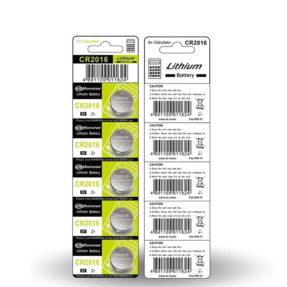3V CR2016 Button Coin Cell 80mAh DL2016 ECR2016 BR2016 3V Lithium Battery For Watch Car Key Remote Computer Motherboard