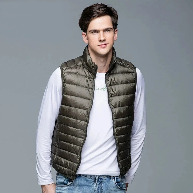 Ultralight Down Vest Men Sleeveless Ultra Light Down Vests Slim Jacket Men Lightweight Windproof Warm Waistcoat Portable