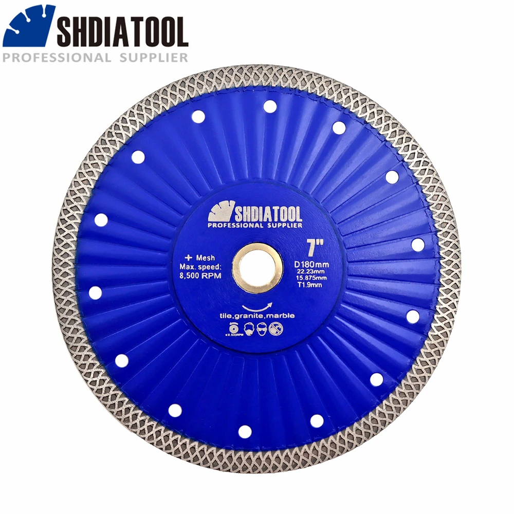 

SHDIATOOL 180mm Diamond Saw Blade Granite Marble Cutting Disc Porcelain Tile Ceramic Hot Pressed Narrow Turbo Crown 7" Quartz