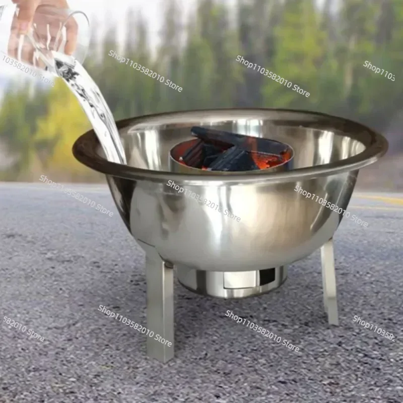 Safe High-Quality Stainless Steel Camping Oven, Smokeless Multifunctional Barbecue Grill, Outdoor Portable Charcoal Cooker
