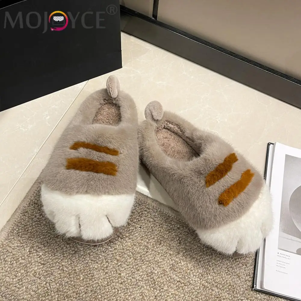 3D Cat Paw Plush Slippers Fluffy Home Slippers Comfortable Furry Paw Couple Slippers Anti Slip Cute Paw Slippers for Men Women