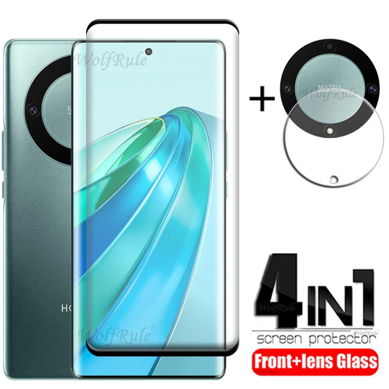 

4-in-1 For Huawei Honor X9a Glass For Honor X9a Tempered Glass HD 9H Full Cover Curved Screen Protector For Honor X9a Lens Film