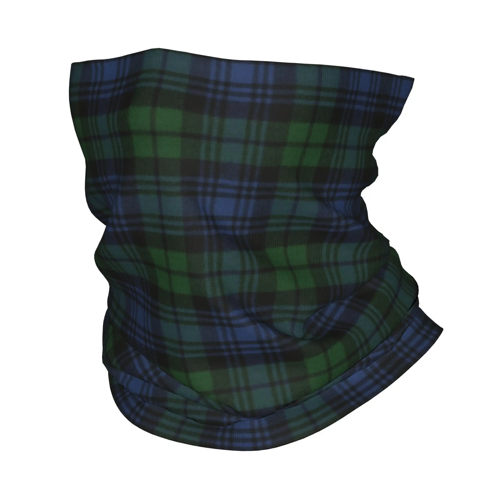 Custom Black Retro Scottish Tartan Bandana Winter Neck Warmer Wrap Face Scarf for Hiking Plaid Check  Geometric Gaiter Headband