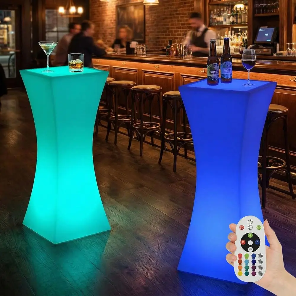 42 High LED Cocktail Table with 16 RGB Color-Changing Lights, Remote Control, IP65 Waterproof, Rechargeable Night Lighting for P