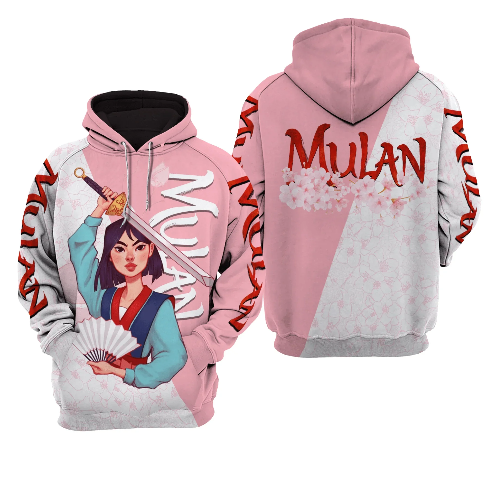 2024 Disney Princess Mulan 3d Hoodie Men Women Casual Fashion Sweatshirt 3d Hoodie Harajuku Streetwear Cartoon Zipper Hoodie