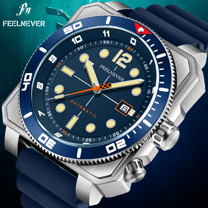

FEELNEVER Men Watch Top Brand Luxury Silicone Sapphire Watch Men Fashion Waterpoof Automatic Mechanical Wrist Watches For Men