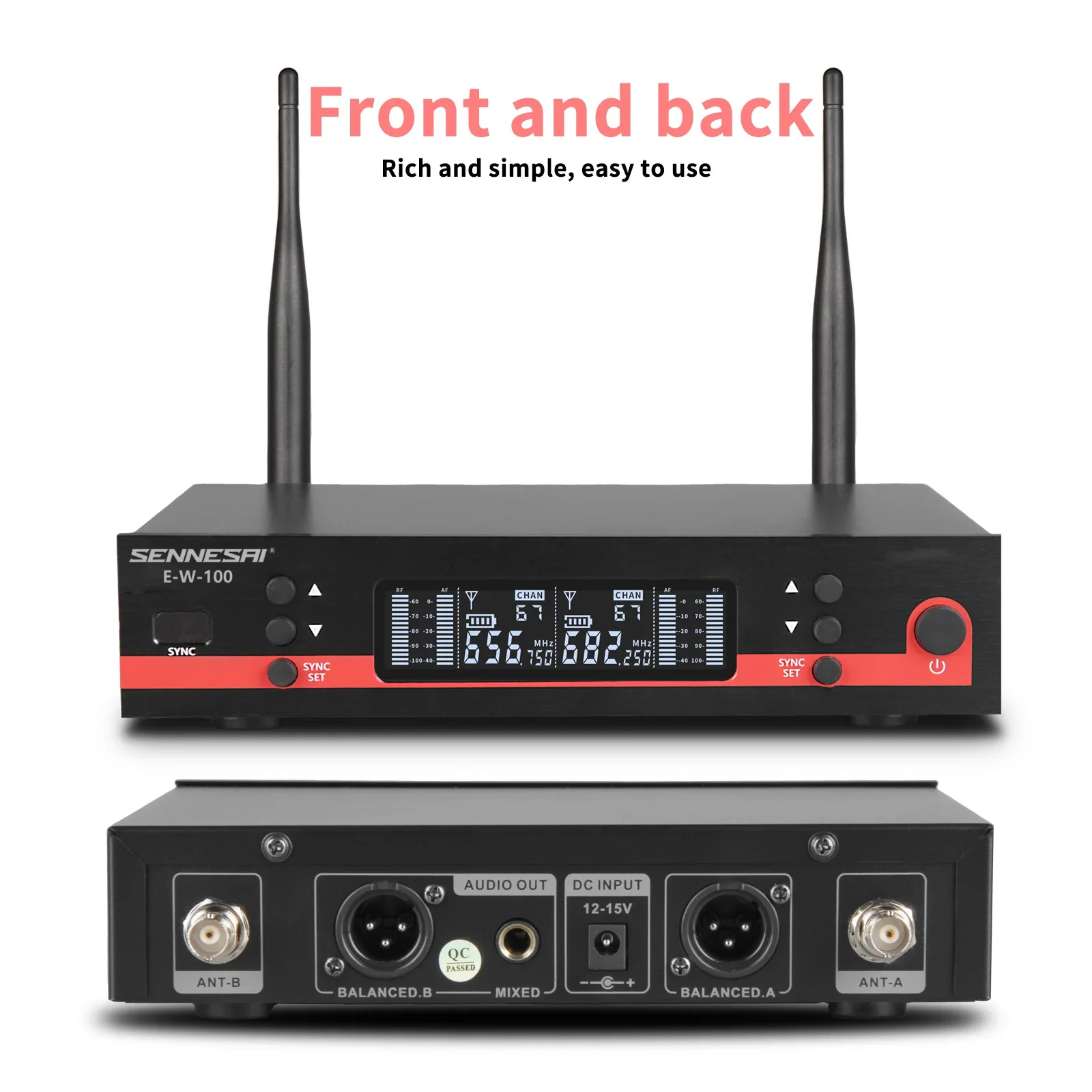 ew100-G3 Professional Dual Wireless Microphone Stage Performance 2 Channels 600-699MHz Karaoke Metal Handheld，With Portable Box