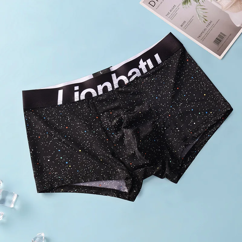 Men Boxershorts Underwear Ice Silk Ultra-Thin Transparent Seamless Underpants Man Sexy Elastic Boxershorts U Convex Pouch Pantie