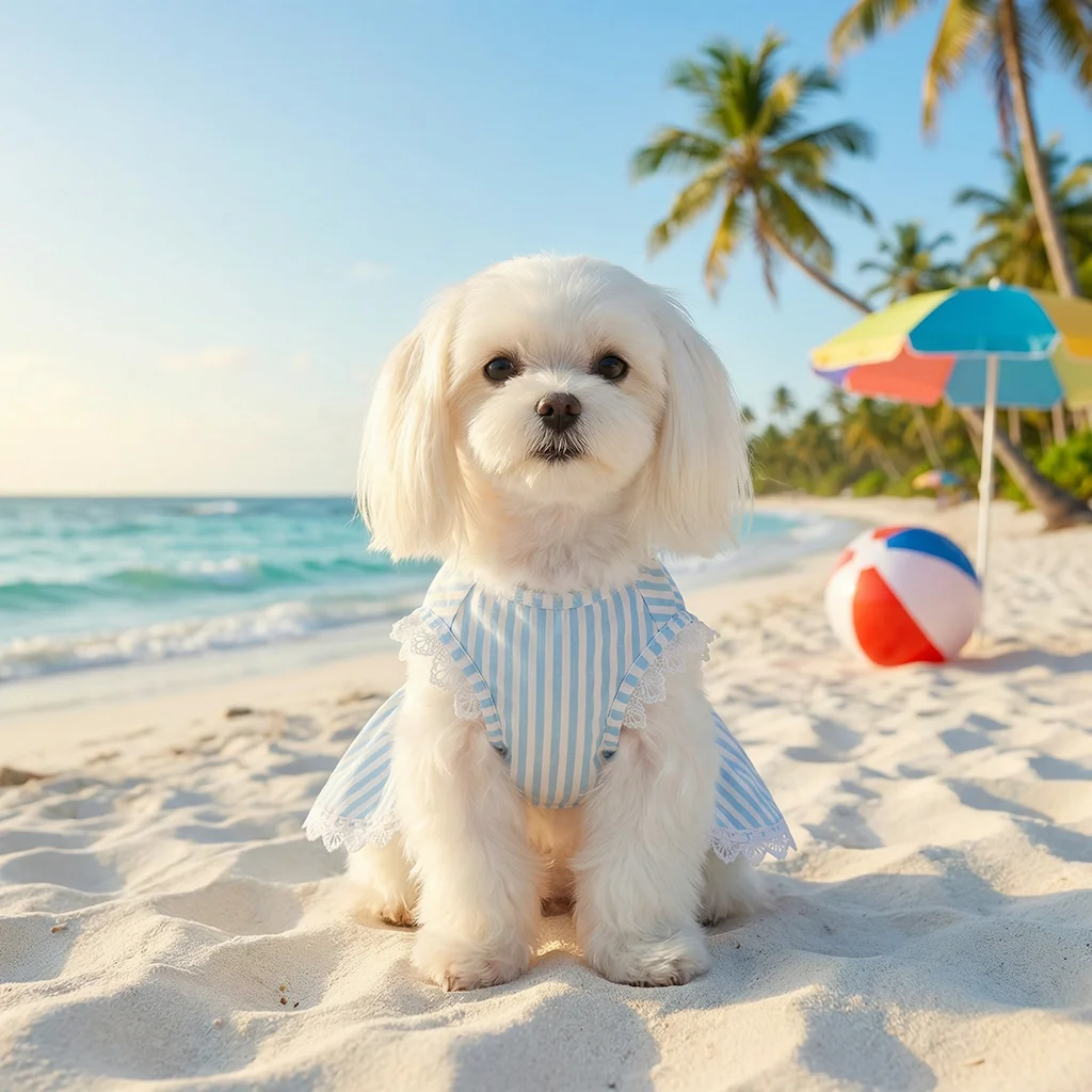 Vestido a rayas azul y blanco para perros pequeños y medianos - imagen 4