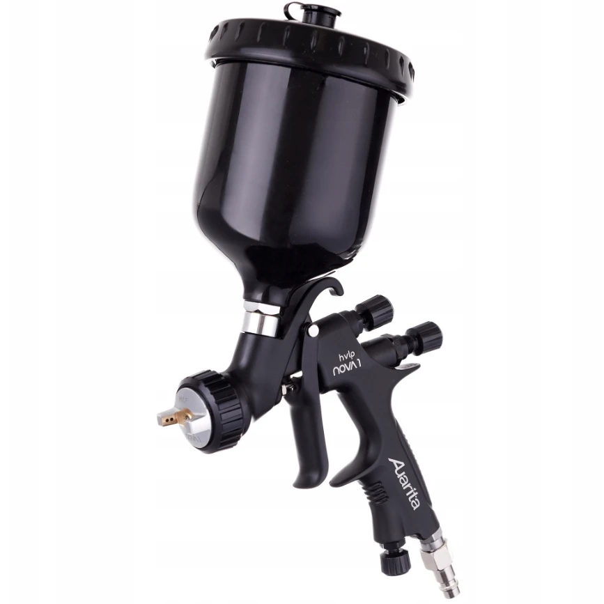 NOVA 1 Original Auarita Spray Gun HVLP Nozzle 1.3mm Gravity Feed Black 600ml