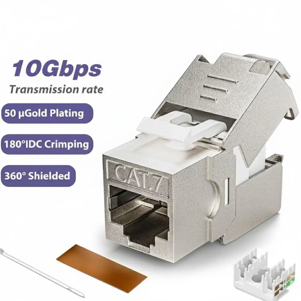 Zinc Alloy RJ45 Jack Module Tool Less Shielded Module Jack Backward Compatible Easy Termination Network Adapter Coupler