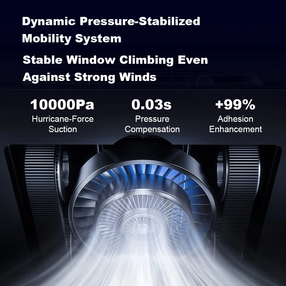 Window cleaning robot Liectroux G9, with 2 vibrating bionic arms, 8-way water pump spray,10KPa,frameless works,app,voice prompts