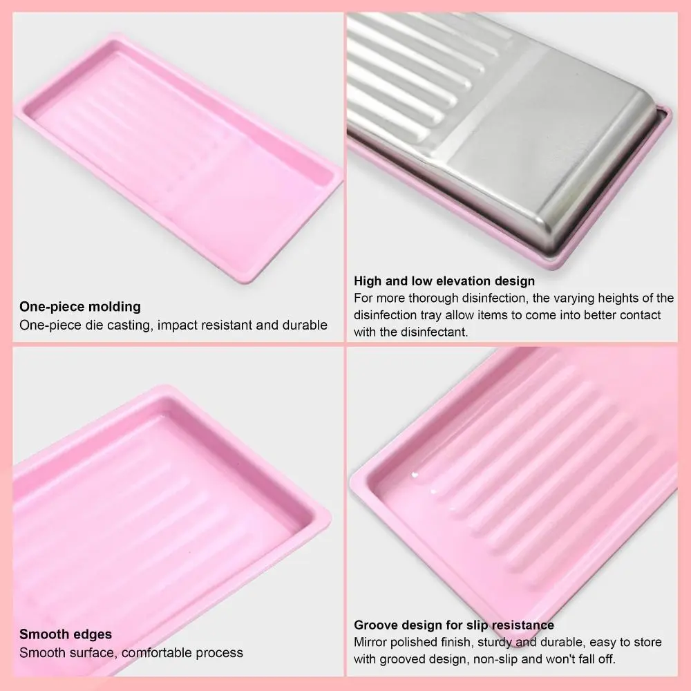 Stainless Steel Nail Disinfection Tray Multi-Color Thick Cosmetic Storage Tray Rust-proof Square Nail Art Plate Beauty Salon
