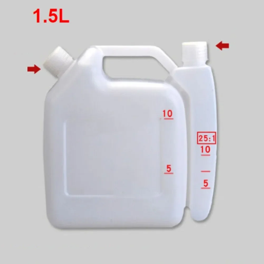 1.5L and 4L Oil Mixing Canister for Chainsaws Lawn Mowers Trimmers with Easy Pour Spout and 25 to 1 40 to 1 50 to 1 Markings