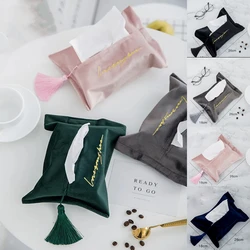 Tissue Box Set Velvet Paper Drawer Car Living Dining Storage Bag Tassel Oriental Eastern Style With/Without Words Tissue Case