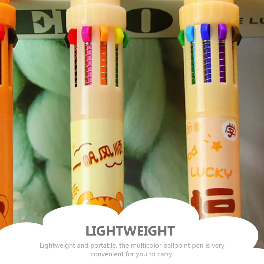 

8pcs Multicolor Pen Kids Plastic Multi Colored Pens Tiger Design Lightweight Christmas Gift School Writing Tools