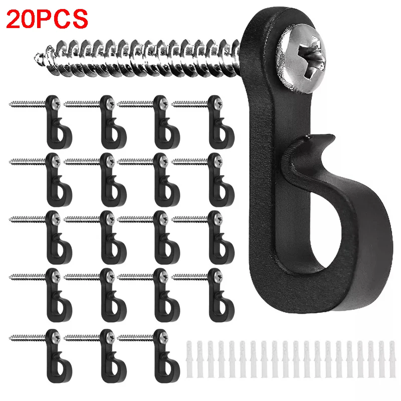 

Outdoor Hooks Lights 20pcs Patio Light Hooks Q Shape Screw Fixed Christmas String Light Hangers Buckle Design Accessories