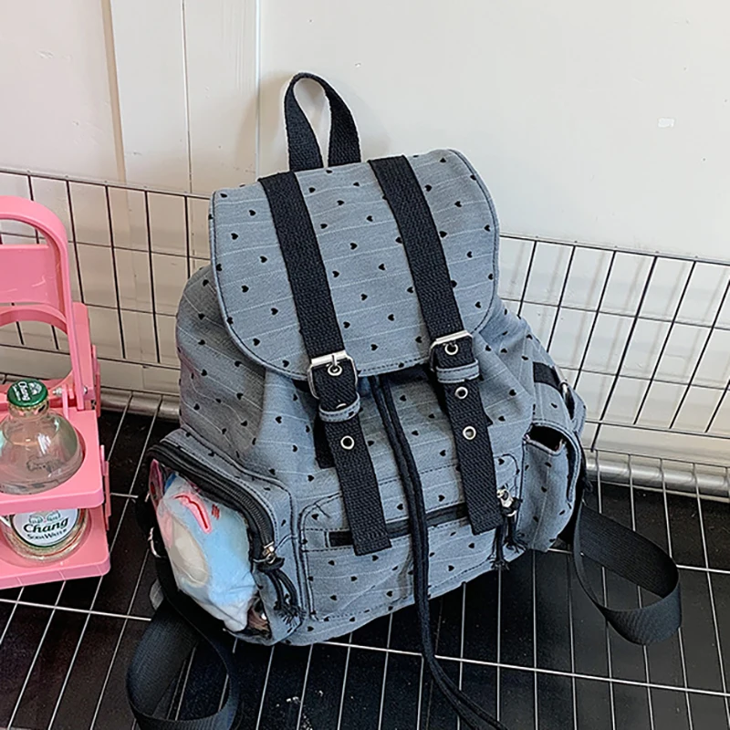 HAEX Y2K Women Backpacks Fashion 2025 Moto Style Dots Pockets Mochilas Para Mujer Students Pad Affordable Commute Bag Female