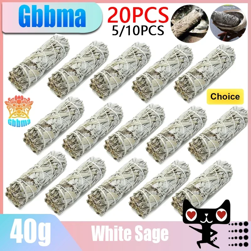 GBBMA Incense White Sage Bundle Smudge Sticks，For Purify the negative energy，Used in yoga Indoor aromatherapy Meditate