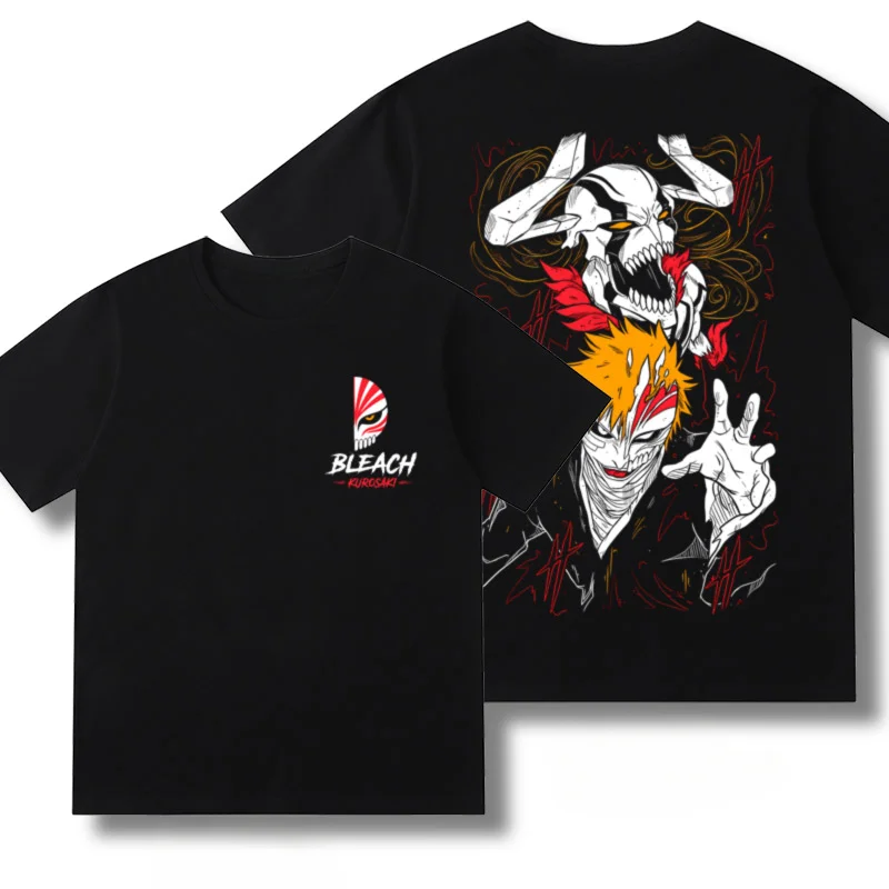 Pop Bleach Thousand Year Blood War Ichigo Kurosaki Big BLEACH Letter Japanese Kanji Vintage Anime Graphic T-Shirt Y2K Tee