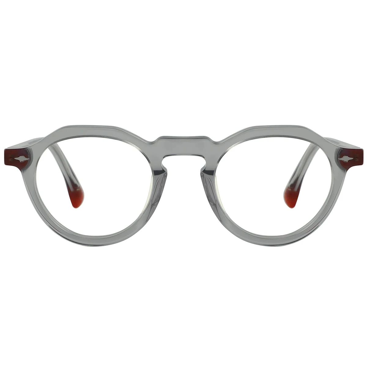 FYTOO Unisex Stylish Translucent Gray Round Frames Durable Acetate, Perfect for Birthday/Holiday Surprises, Removable Lenses.