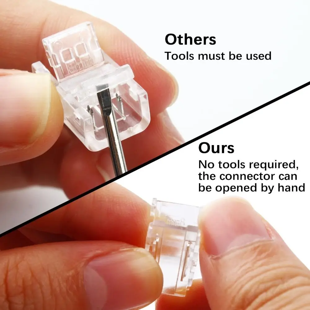 10pcs 8mm/10mm COB LED Strip Connectors Reusable Solderless Cabinet Light Connectors DIY 2Pin Wire Connectors Lighting Projects