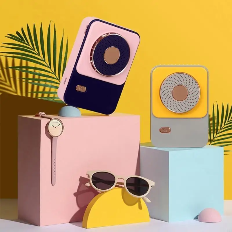 19 QE USB قابلة للشحن معلقة عنق الكسول كسول صغير مروحة USB الرقبة مروحة أوراق الشحن مروحة محمولة لمكتب السفر في الهواء الطلق