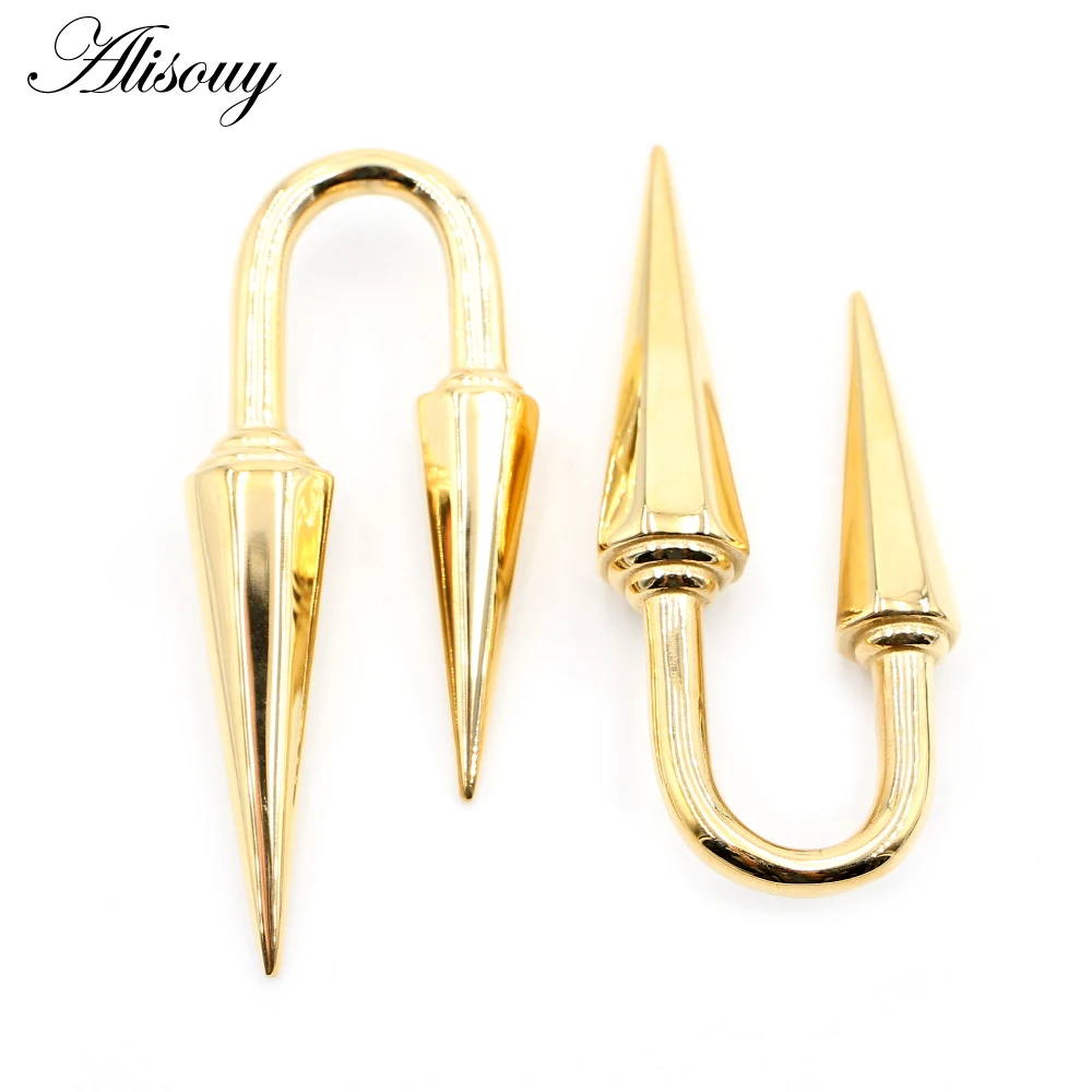 Alisouy 1PC Stainless Steel Rivet Cone Tip Ear Weights Hook Heavy Expander Stretcher Plugs Gauges Earrings Body Piercing Jewelry