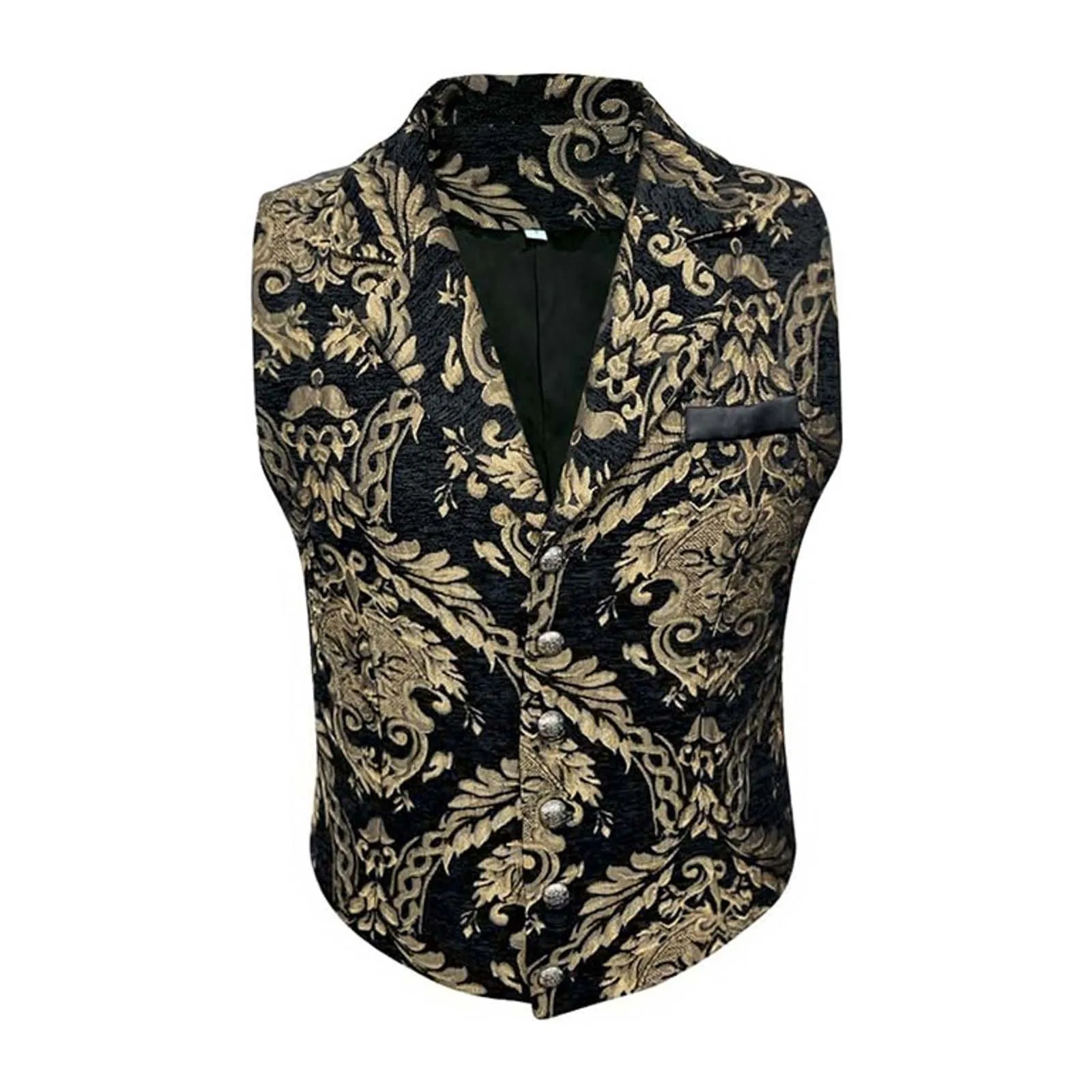 Men's Business Suit Slim Gothic Steampunk Vest Decorative Pattern Victorian Cosplay Vests Breasted  Waistcoat Sleeveless Jacket