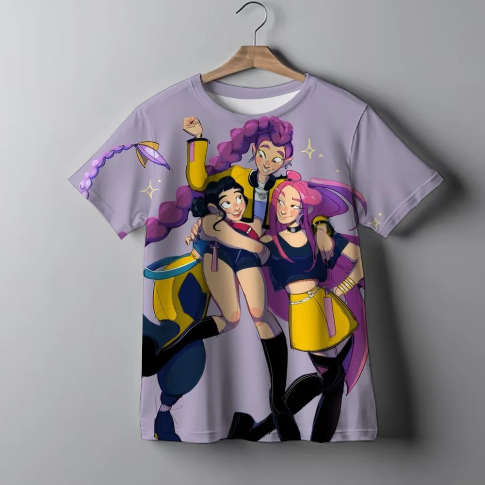 เสื้อยืดเด็กนักล่าปีศาจลายการ์ตูนพิมพ์ลายเสื้อยืดเด็กชายเด็กหญิงลำลองแขนสั้นเสื้อยืดเสื้อผ้าเด็ก