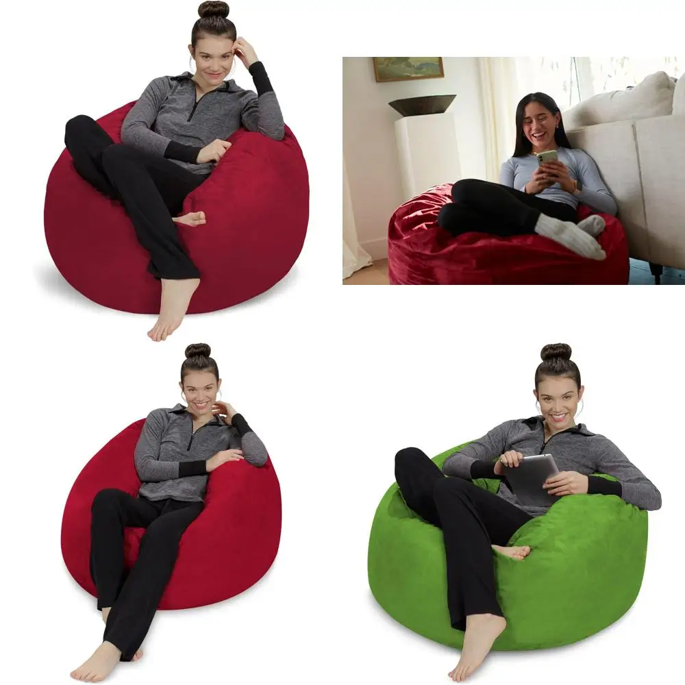 Cushy Memory Foam Bean Bag Chair - Ultra Soft Microsuede Cover - Foam Filled Comfortable Furniture Accessory