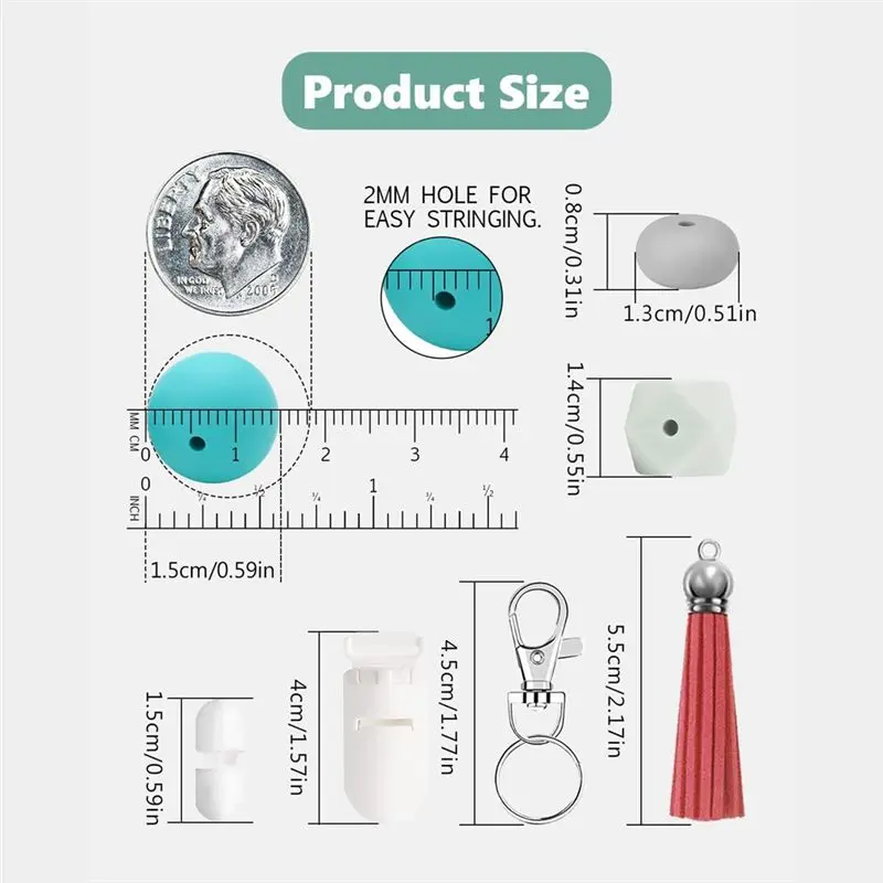 

【BIG-SALE】Multicolor Silicone Beads for Keychain Making Kit, Multiple Shapes and Styles Silicone Bulk Beads for Keychains Making