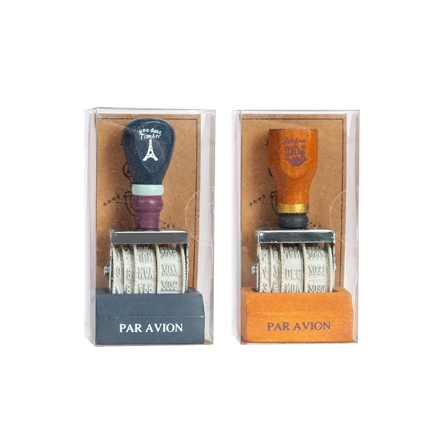 1 قطعة الأسطوانة الخشبية الرجعية تاريخ الختم DIY بها بنفسك حساب اليد قابل للتعديل سنة شهر يوم مقبض ختم سنة ختم 2 خيارات ختم