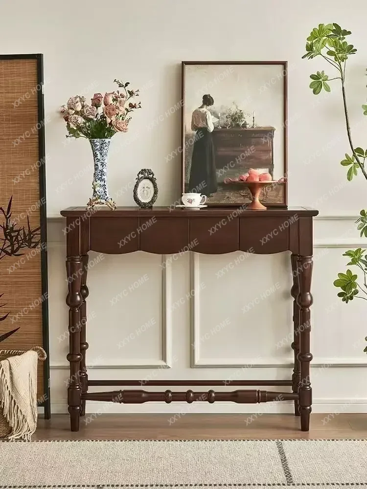 HJ  American distressed entryway, solid wood dining room, living room, model room, thin narrow side table
