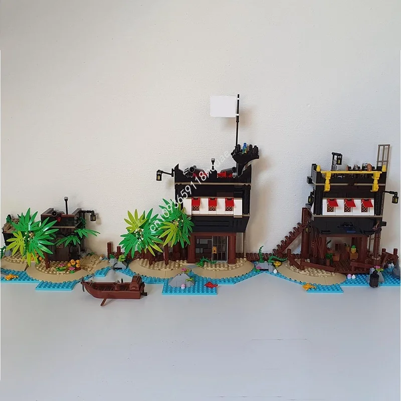 2153 pz MOC Buccaneer Cove Idee E Modello Building Blocks Giocattoli Architettura Assemblare Regalo Di Natale FAI DA TE Idea Creativa Educazione