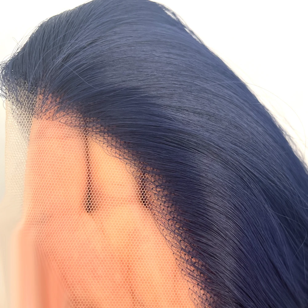 Vogue Königin Dark Blau Synthetische Perücke Natürliche Welle Volle Maschine Gemacht Perücke Hitze Beständig Faser Mittleren Teil Tägliche Tragen