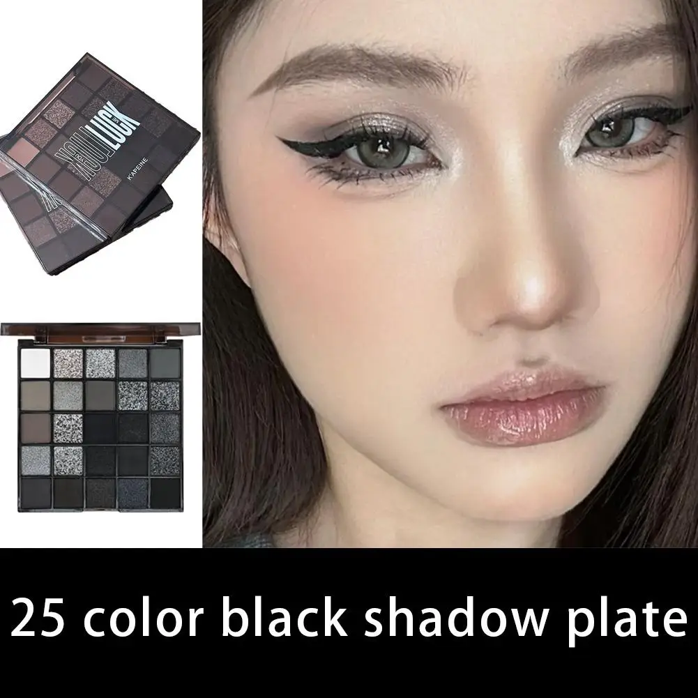 Black Swan Eyeshadow Palette Smoky Makeup Dark Tone Gray & Deep Shades Cement Palette for Western/E-Girl Makeup Easy to Color