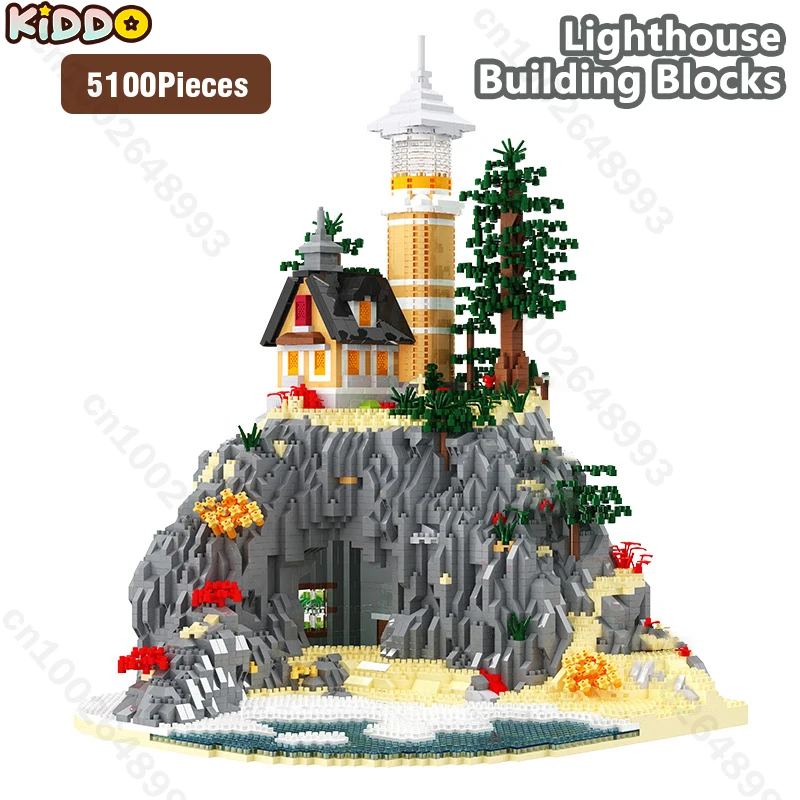 

5100pieces Lighthouse Building Blocks Lighthouse Island DIY Assembly Model Bricks with Light Architecture Kids Christmas Gifts