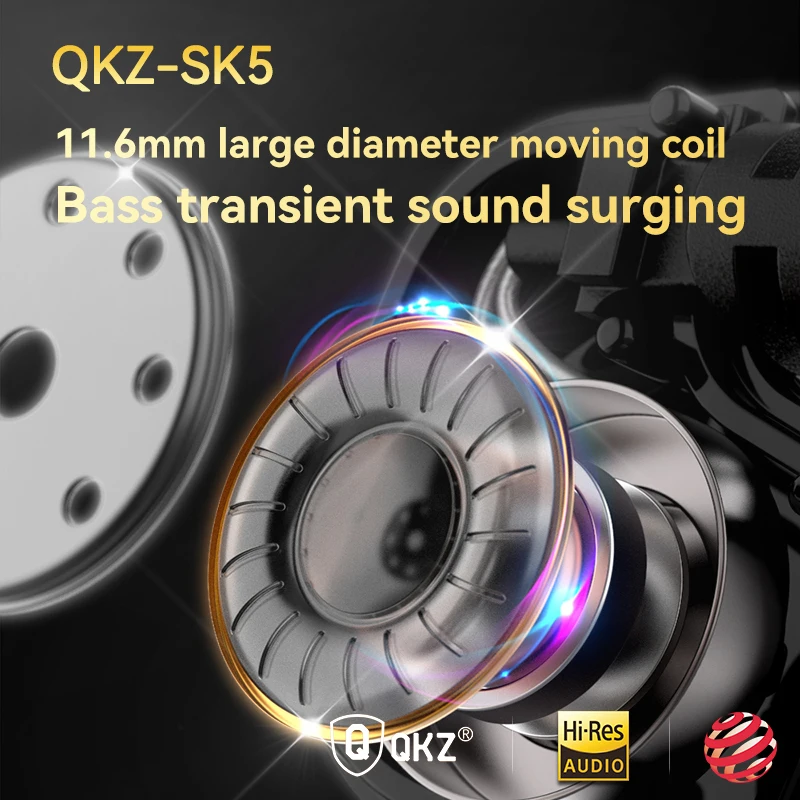 Original QKZ SK5 Wired Earphones In-ear 3.5mm AUX With MIC Noise Reduction HD Call HIFI For Game Music Sports Fashion Design image 3