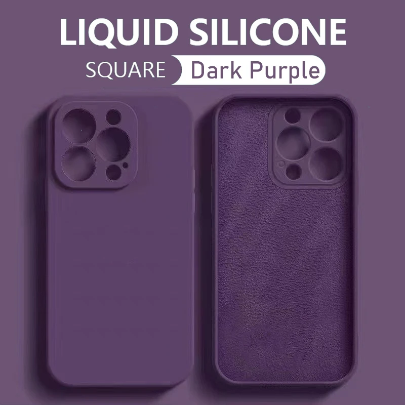 Luxury original square liquid silicone phone case for iPhone14 15 13 12 11 Pro Max Mini X XR XS 7 8  Plus Shockproof Soft Case