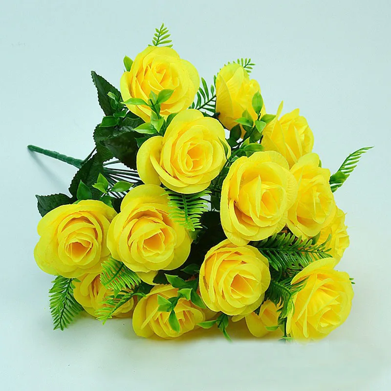 Künstlicher Blumenstrauß, 18-köpfige Rose, rosa Seidenpfingstrose, großer Kopf und Knospe, günstige Kunstblumen für Zuhause, Party, Hochzeit, Dekoration – Detail 11
