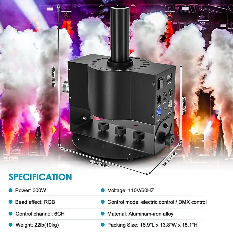 Stage CO2 Air Column Blaster Jet Professional 300W CO2 Cannon with DMX RGB LED Gas Cannon Effect for DJ Wedding Party Jet Machin