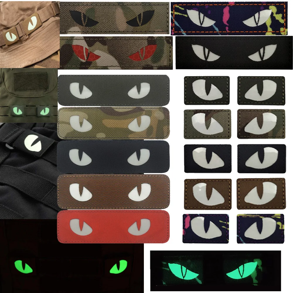 Outdoor Glow-in-the-dark Demon Eyes Badge Cat Eye Morale Tactical Creative Cat Eye Clasp Backpack Hat Outdoor MOLLE Pendant